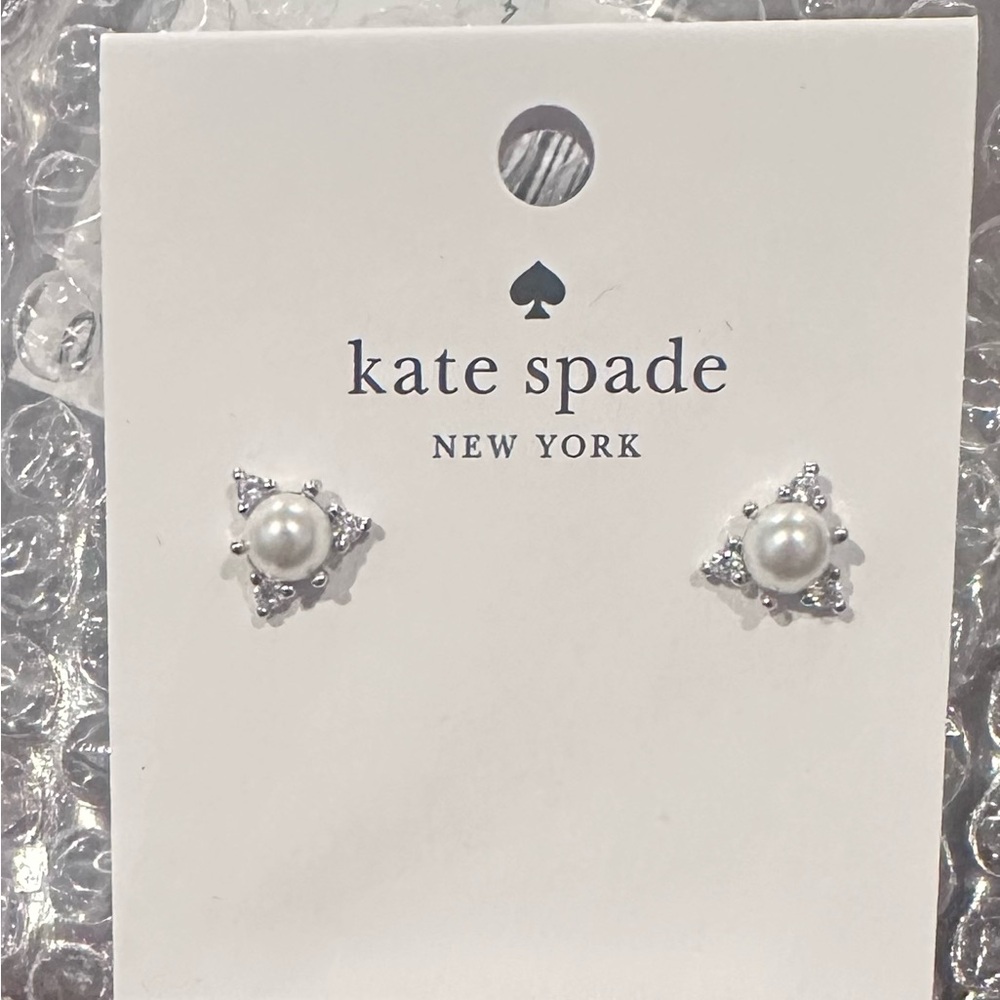 Kate Spade You’re a Gem Triangle Stud Earrings - clear/silver